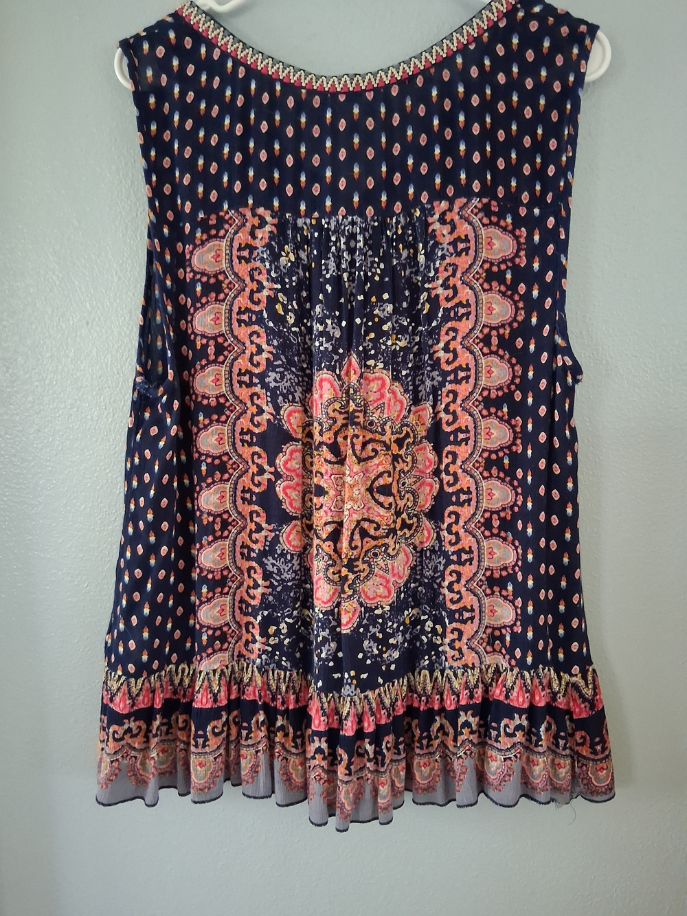 Bila Boho Floral Medallion Sleeveless Tank With Ruffle Hem - Picture 2 of 5